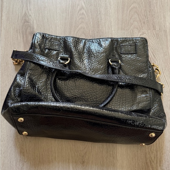 Michael Kors Shiny Black Tote with Gold Accents - Picture 3 of 9